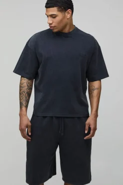 Ensemble T-shirt Et Short Sport Homme Oversize Boxy Effet Délavé
