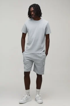 Ensemble T-shirt Gaufré Slim Et Short Cargo
