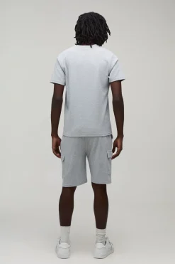 Ensemble T-shirt Gaufré Slim Et Short Cargo