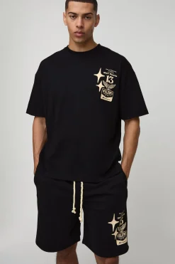 Ensemble T-shirt graphique Moto oversize et short