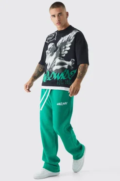 boohooMAN Ensemble T-shirt graphique surdimensionné Faux Layer et Jogger<Homme Ensembles|Survêtements