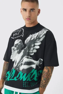 boohooMAN Ensemble T-shirt graphique surdimensionné Faux Layer et Jogger<Homme Ensembles|Survêtements