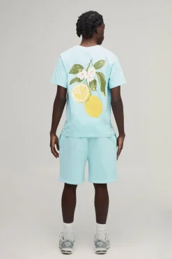 Ensemble T-shirt À Imprimé Citron Coupe Regular Et Short Coupe Regular
