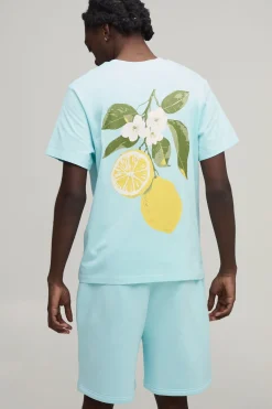 Ensemble T-shirt À Imprimé Citron Coupe Regular Et Short Coupe Regular