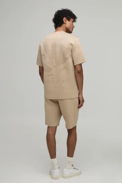 boohooMAN Ensemble T-shirt À Imprimé Fleuri Coupe Regular En Scuba Contrecollé Et Short Slim À Pinces<Homme Survêtements
