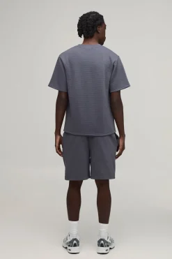 boohooMAN Ensemble T-shirt Matelassé Micro-losanges Coupe Boxy Et Short Ample<Homme Survêtements