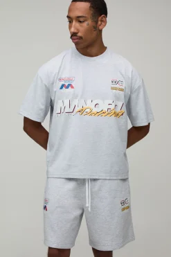 boohooMAN Ensemble T-shirt Moto Imprimé Ample Et Short Baggy Pour Homme<Homme Survêtements