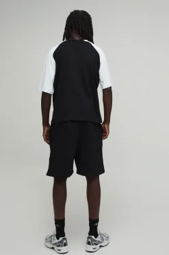 Ensemble T-shirt Oversize Ample À Manches Raglan Et Short Baggy