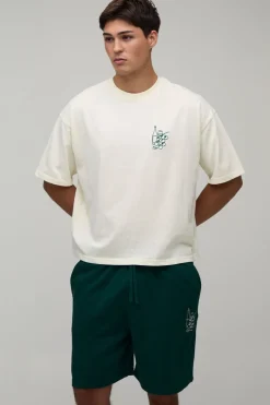boohooMAN Ensemble T-shirt Oversize Ample Avec Broderie Vin Et Short Baggy<Homme Survêtements
