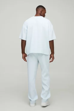 Ensemble T-shirt oversize, boxy et plissé et jogger à coupe régulière avec manchettes ouvertes