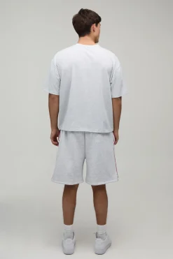boohooMAN Ensemble T-shirt Oversize Boxy Et Short Ample Avec Passepoil Contrastant<Homme Survêtements