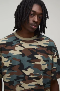 Ensemble T-shirt Oversize Boxy Et Short Plissé À Imprimé Camouflage Forestier
