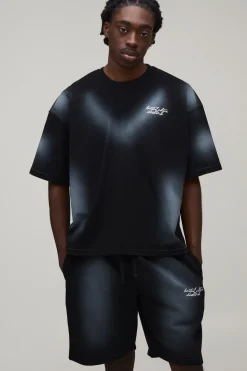 boohooMAN Ensemble T-shirt Oversize Boxy Effet Délavé Édition Limitée Et Short<Homme Survêtements