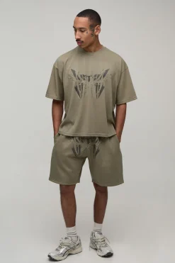 Ensemble T-shirt Oversize Clouté Et Short Décontracté