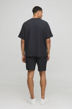 Ensemble T-shirt oversize à côtes texturées et short décontracté