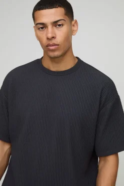 Ensemble T-shirt oversize à côtes texturées et short décontracté
