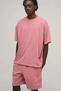 Ensemble T-shirt Oversize À Détails De Coutures Sport Et Short Ample Homme