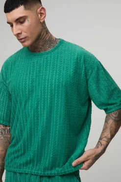 Ensemble T-shirt oversize en jacquard éponge et short pour grandes tailles