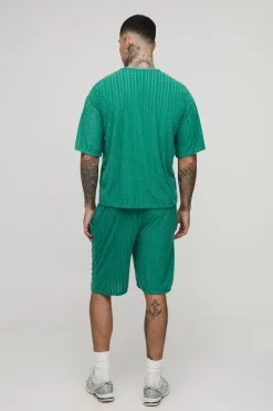 Ensemble T-shirt oversize en jacquard éponge et short pour grandes tailles