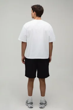Ensemble T-shirt Oversize Et Short Broderie Palmier Ourlet Asymétrique