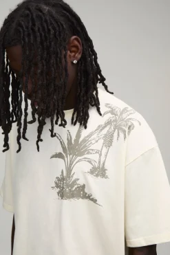 Ensemble T-shirt Oversize Et Short Ample À Imprimé Palmier Tonal