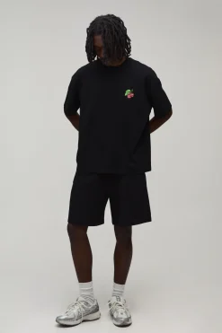 boohooMAN Ensemble T-shirt Oversize Et Short Ample Imprimé Cerises<Homme Survêtements