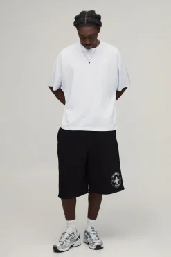 boohooMAN Ensemble T-shirt Oversize Et Short En Jean À Motif Fleur De Lys<Homme Survêtements Grande Taille|Tout Afficher