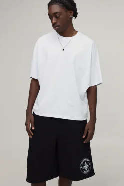 boohooMAN Ensemble T-shirt Oversize Et Short En Jean À Motif Fleur De Lys<Homme Survêtements Grande Taille|Tout Afficher