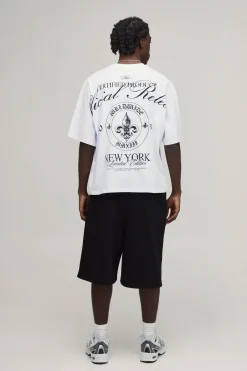 boohooMAN Ensemble T-shirt Oversize Et Short En Jean À Motif Fleur De Lys<Homme Survêtements Grande Taille|Tout Afficher