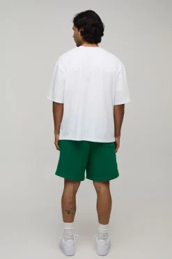 Ensemble T-shirt Oversize Hi-lo À Inscription Homme Et Short Ample