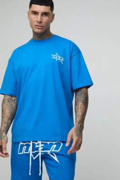 Ensemble T-shirt oversize à imprimé gonflé "Tall Man Star" et short en jersey décontracté