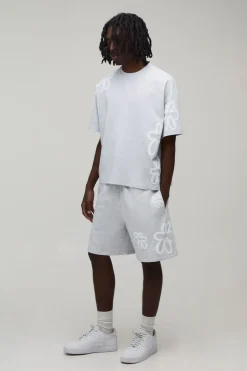 Ensemble T-shirt Oversize Imprimé Floral Synthétiqueff Et Short Ample