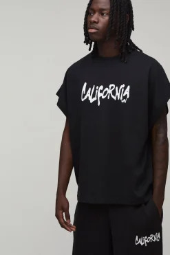 Ensemble T-shirt Oversize À Manches Courtes Raglan Et Jogger Avec Inscription California Floquée