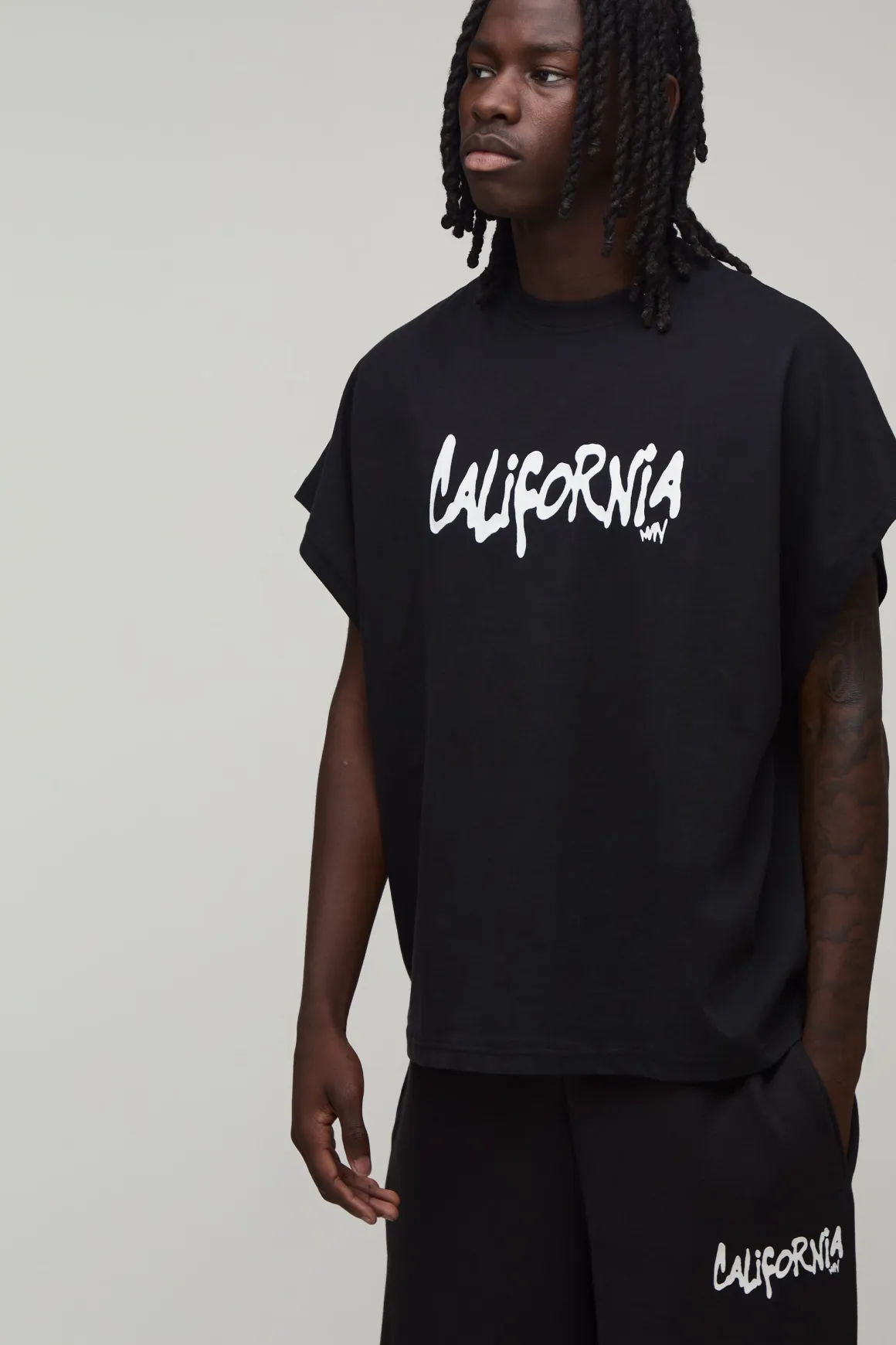 Ensemble T-shirt Oversize À Manches Courtes Raglan Et Jogger Avec Inscription California Floquée
