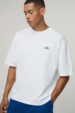 Ensemble T-shirt Oversize À Ourlet Asymétrique Et Short Ample Avec Inscription Man