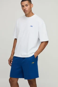 Ensemble T-shirt Oversize À Ourlet Asymétrique Et Short Ample Avec Inscription Man