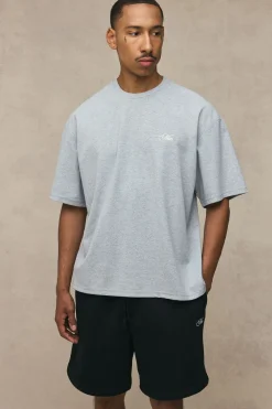 Ensemble T-shirt Oversize À Ourlet Asymétrique Avec Inscription Man Et Short Ample
