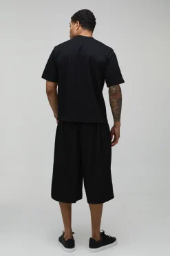 Ensemble T-shirt Plissé Ample Et Short Bermuda
