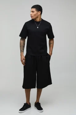 Ensemble T-shirt Plissé Ample Et Short Bermuda