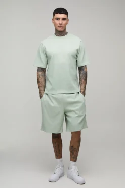 boohooMAN Ensemble T-shirt Plissé Coupe Ample Et Short Ample Pour Grand<Homme Tout Afficher|Survêtements