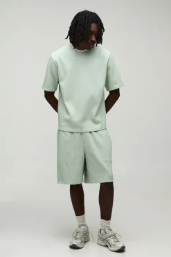 Ensemble T-shirt Plissé Coupe Boxy Et Short Ample