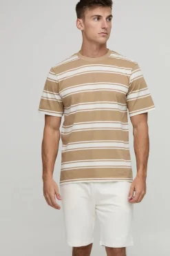 Ensemble T-shirt rayé décontracté BM Signature et short