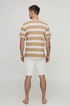 Ensemble T-shirt rayé décontracté BM Signature et short