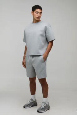 Ensemble T-shirt Scuba Collé Ample Oversize Et Short Décontracté
