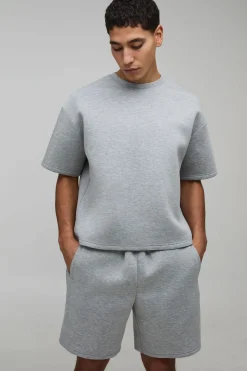 Ensemble T-shirt Scuba Collé Ample Oversize Et Short Décontracté