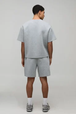 Ensemble T-shirt Scuba Collé Ample Oversize Et Short Décontracté