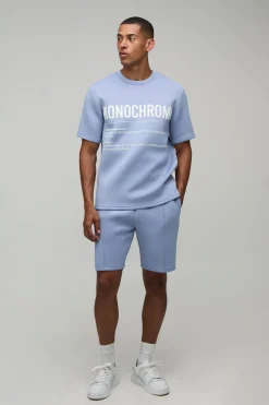 Ensemble T-shirt Scuba Collé À Imprimé Caoutchouc Haute Densité Coupe Regular Et Short Slim À Pinces