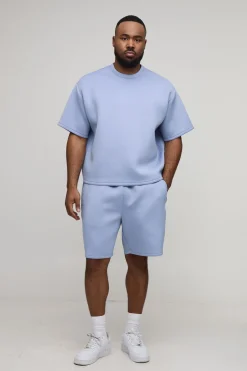Ensemble T-Shirt Scuba Oversize Boxy et Short Décontracté Grande Taille