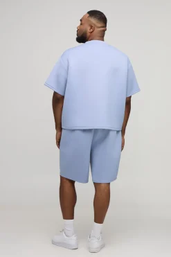 Ensemble T-Shirt Scuba Oversize Boxy et Short Décontracté Grande Taille