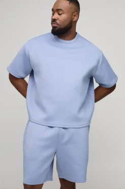 Ensemble T-Shirt Scuba Oversize Boxy et Short Décontracté Grande Taille